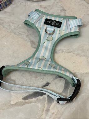 Lucy & Co. Mint Stripe Tennis-Print Dog Harness